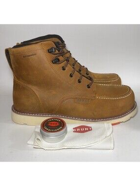 BRUNT Marin 6" Comp Toe Waterproof Work Boots Brown Men's Size 13 w/ Leather Pol